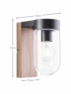 Außenwandleuchte Cabar in Holzoptik, B 10 x H 21 cm -Leuchten Verkaufsladen Aussenwandleuchte Cabar in Holzoptik 3