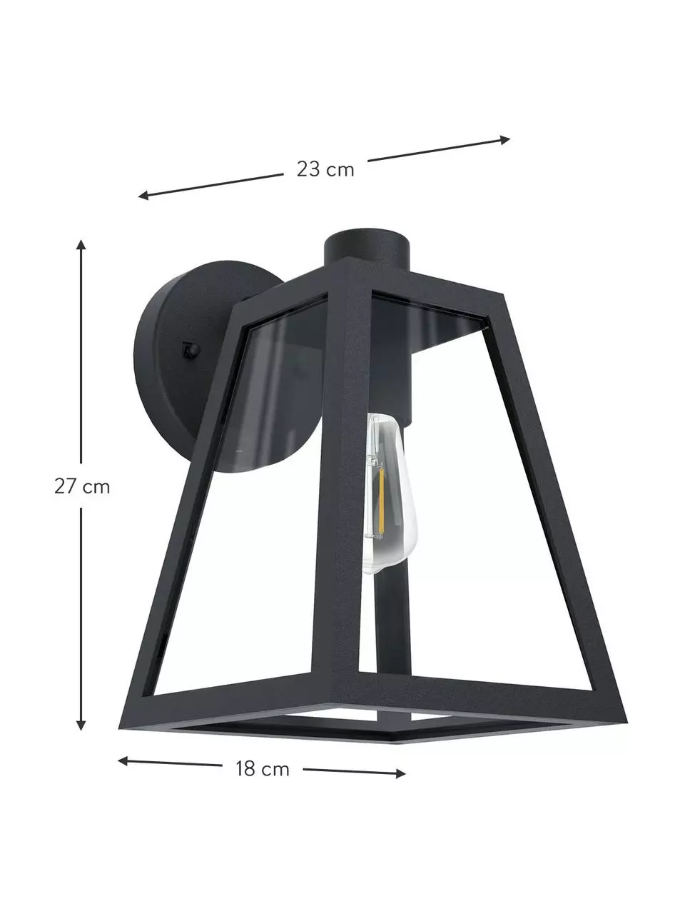 Außenwandleuchte Mirandola mit Glasschirm, B 18 x H 27 cm 4 Außenwandleuchte Mirandola mit Glasschirm, B 18 x H 27 cm – Bild 2