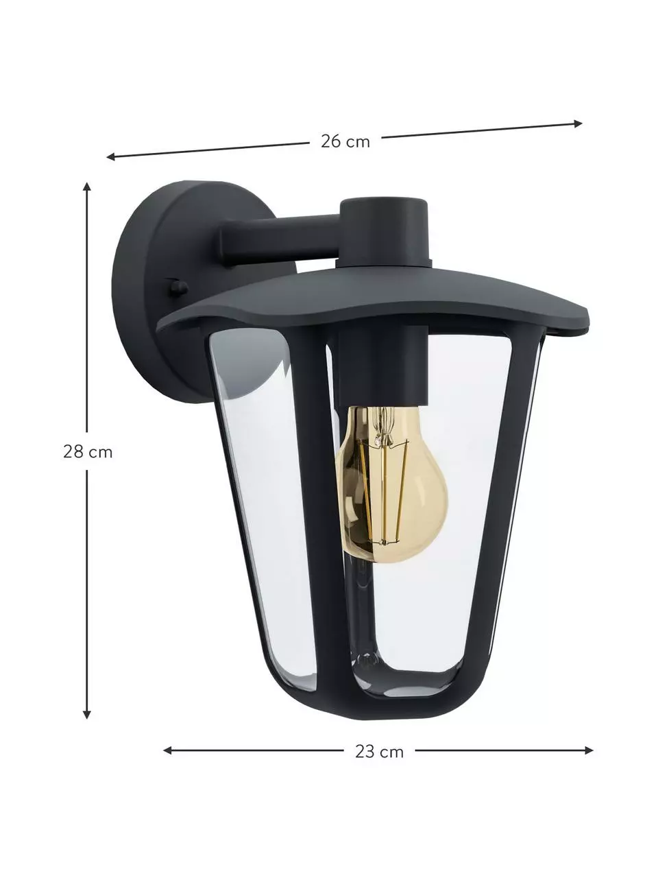 Außenwandleuchte Monreale in Schwarz, B 23 x H 28 cm 5 Außenwandleuchte Monreale in Schwarz, B 23 x H 28 cm – Bild 3