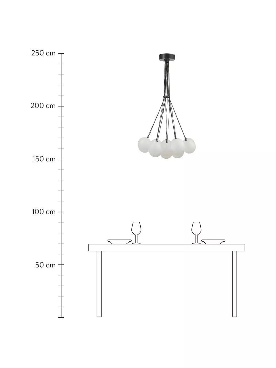 Westwing Collection Cluster-Pendelleuchte Magda aus Glas, Ø 55 x H 110 cm 6 Westwing Collection Cluster-Pendelleuchte Magda aus Glas, Ø 55 x H 110 cm – Bild 4