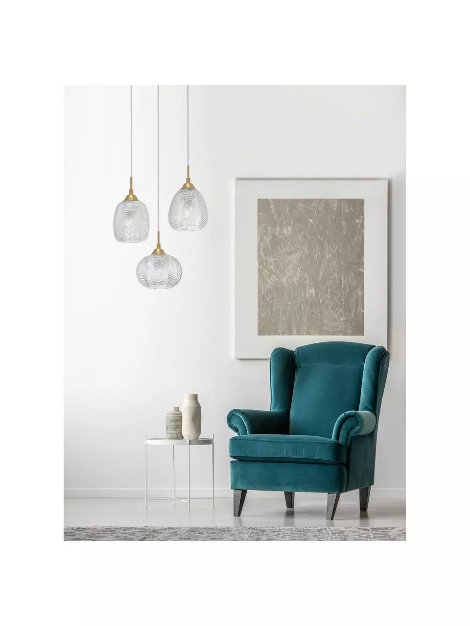 Cluster-Pendelleuchte Vario aus satiniertem Glas, Ø 39 x H 24 cmNur noch wenige verfügbar 4 Cluster-Pendelleuchte Vario aus satiniertem Glas, Ø 39 x H 24 cmNur noch wenige verfügbar – Bild 2