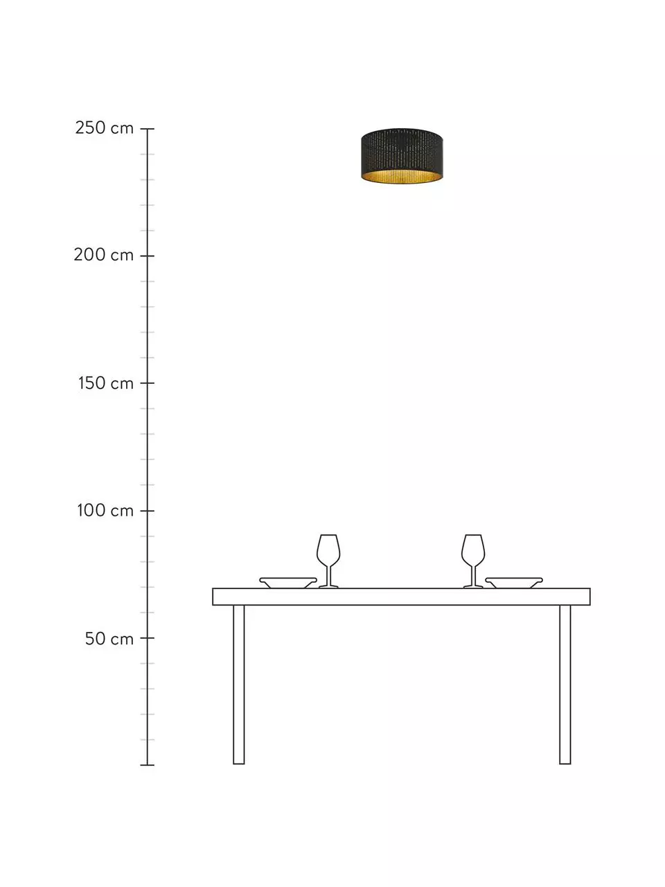 Deckenleuchte Varillas in Schwarz-Gold, Ø 48 x H 22 cm 5 Deckenleuchte Varillas in Schwarz-Gold, Ø 48 x H 22 cm – Bild 3