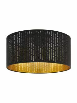 Deckenleuchte Varillas in Schwarz-Gold, Ø 48 x H 22 cm