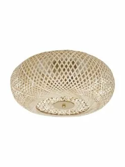 Westwing Collection Design Deckenleuchte Evelyn aus Bambus, naturbelassen, Ø 50 x H 20 cm