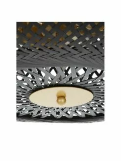 Westwing Collection Design Deckenleuchte Evelyn aus Bambus, schwarz, Ø 50 x H 20 cm -Leuchten Verkaufsladen Design Deckenleuchte Evelyn aus Bambus schwarz 5