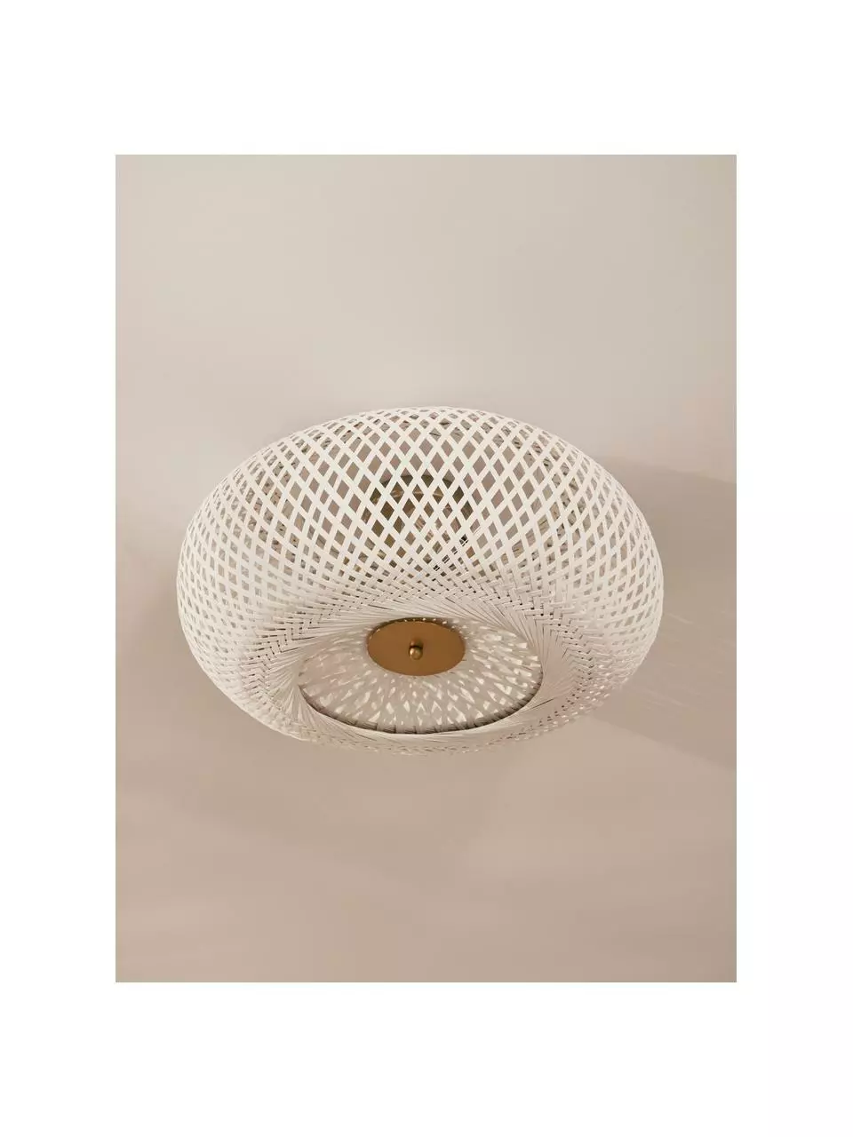 Westwing Collection Design Deckenleuchte Evelyn aus Bambus, weiß, Ø 50 x H 20 cm 5 Westwing Collection Design Deckenleuchte Evelyn aus Bambus, weiß, Ø 50 x H 20 cm – Bild 3