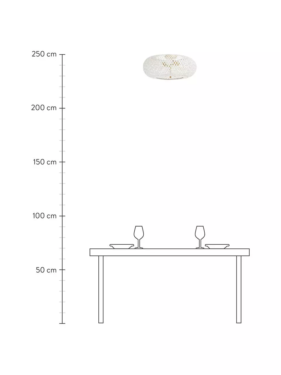 Westwing Collection Design Deckenleuchte Evelyn aus Bambus, weiß, Ø 50 x H 20 cm 6 Westwing Collection Design Deckenleuchte Evelyn aus Bambus, weiß, Ø 50 x H 20 cm – Bild 4