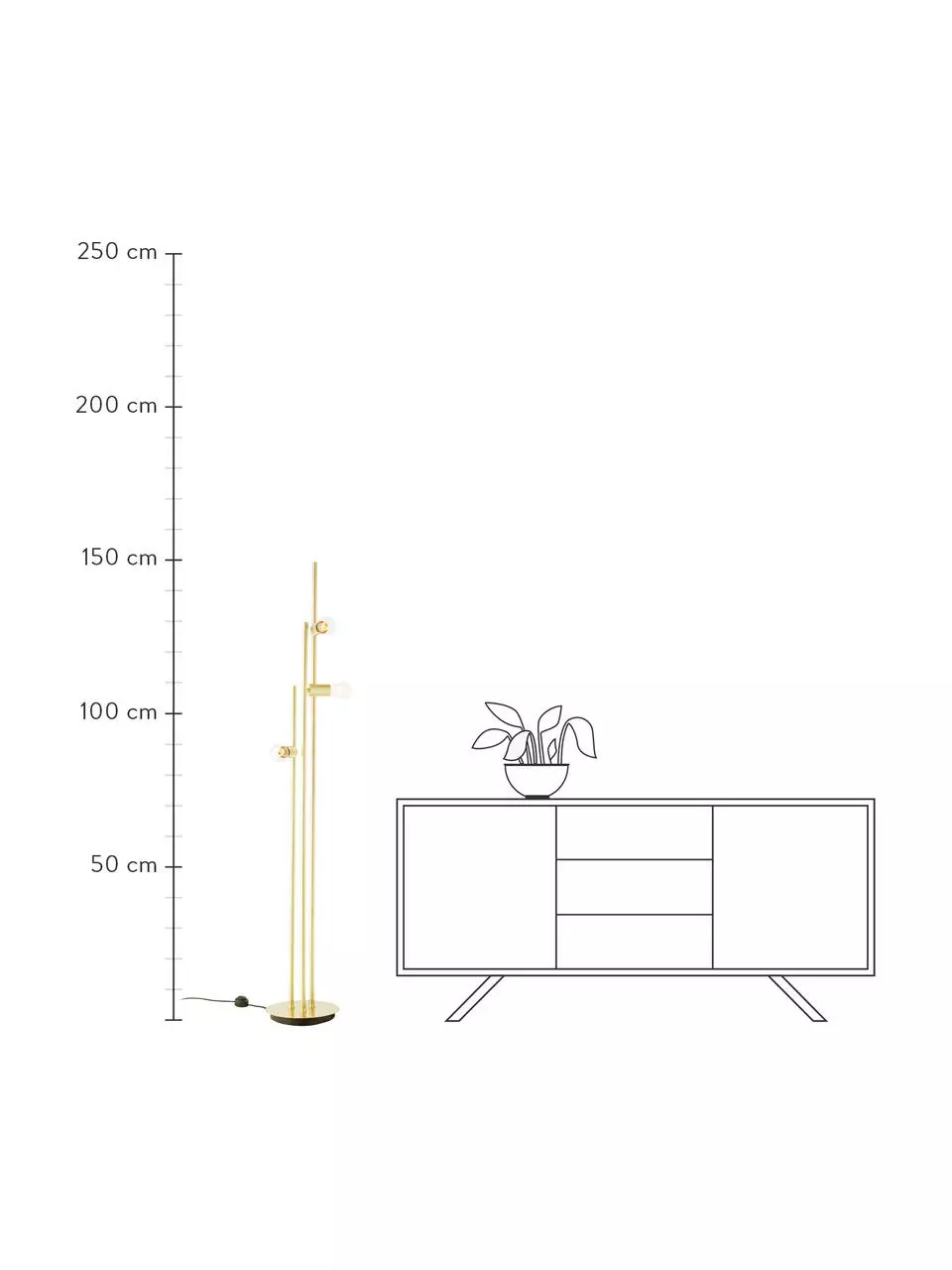 Jotex Design Stehlampe Panama in Gold, Ø 30 x H 150 cm 5 Jotex Design Stehlampe Panama in Gold, Ø 30 x H 150 cm – Bild 3