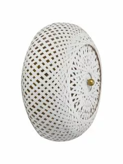 Westwing Collection Design Wandleuchte Evelyn aus Bambus, weiß, Ø 25 cm, T 10 cm