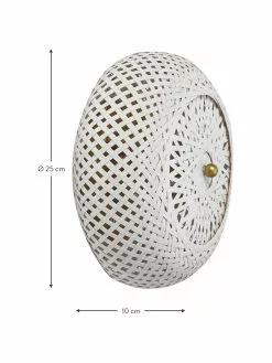 Westwing Collection Design Wandleuchte Evelyn aus Bambus, weiß, Ø 25 cm, T 10 cm -Leuchten Verkaufsladen Design Wandleuchte Evelyn aus Bambus weiss 3