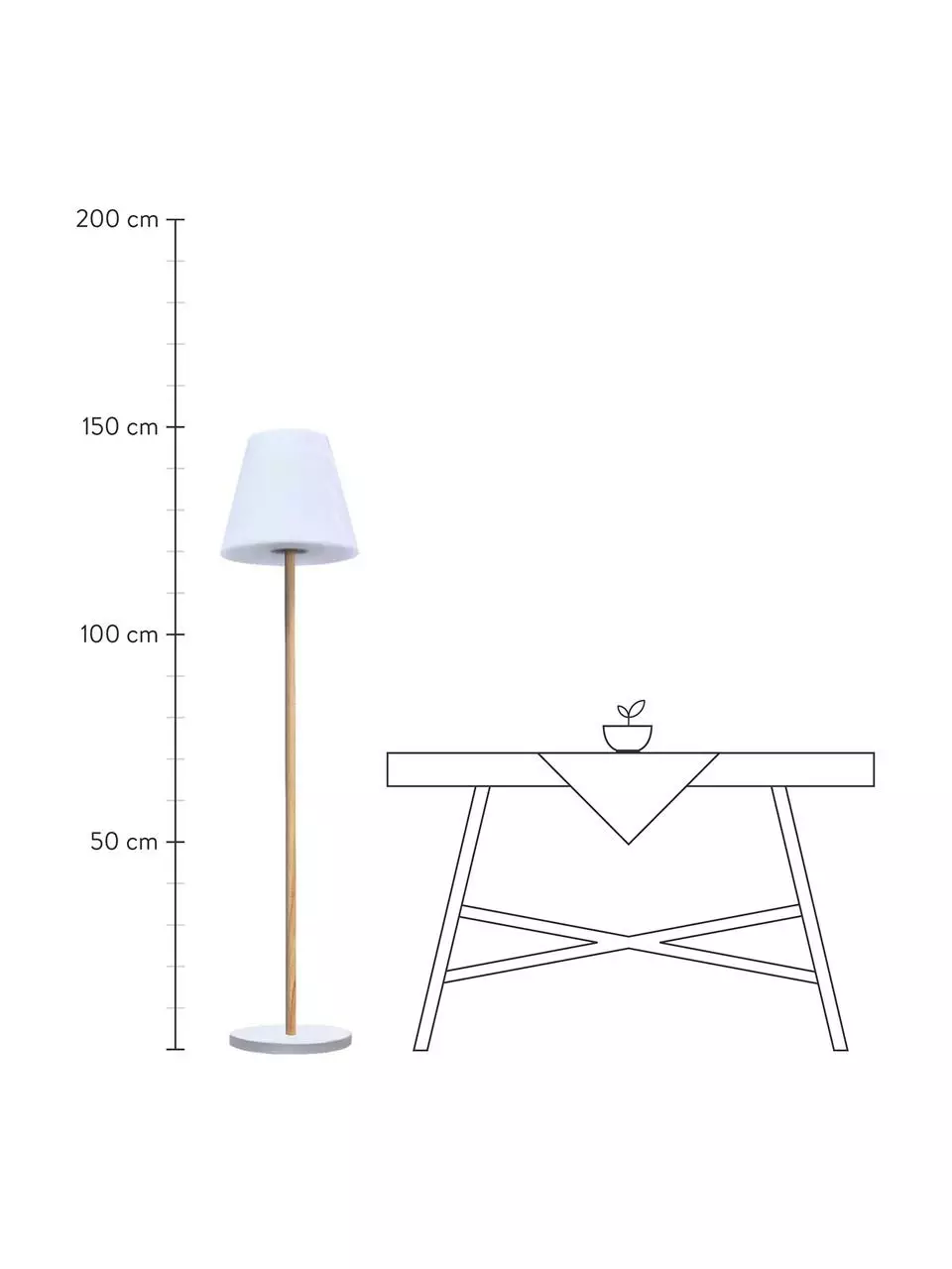 Dimmbare Solar Stehlampe Standby mit Holzfuß, Ø 34 x H 150 cm 5 Dimmbare Solar Stehlampe Standby mit Holzfuß, Ø 34 x H 150 cm – Bild 3