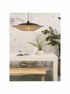 Große Bambus-Pendelleuchte Kalimantan in Braun-Schwarz, Ø 60 x H 15 cm -Leuchten Verkaufsladen Grosse Bambus Pendelleuchte Kalimantan in Braun Schwarz 2