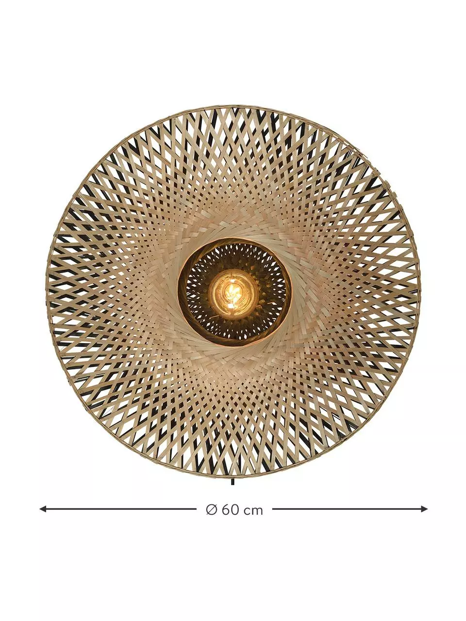 Große Bambus-Wandleuchte Kalimantan mit Stecker in Braun-Schwarz, Ø 60 x T 15 cm 4 Große Bambus-Wandleuchte Kalimantan mit Stecker in Braun-Schwarz, Ø 60 x T 15 cm – Bild 2