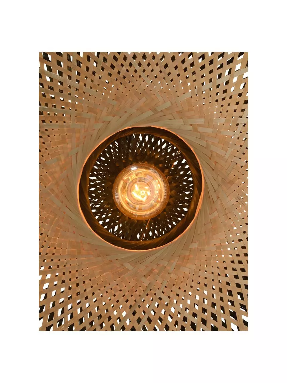 Große Bambus-Wandleuchte Kalimantan mit Stecker in Braun-Schwarz, Ø 60 x T 15 cm 5 Große Bambus-Wandleuchte Kalimantan mit Stecker in Braun-Schwarz, Ø 60 x T 15 cm – Bild 3