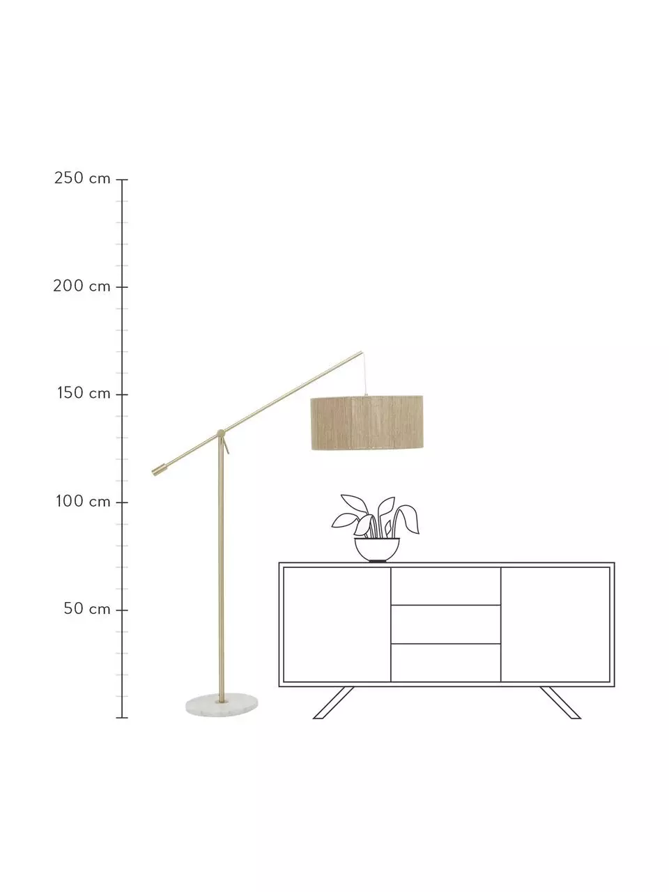 Westwing Collection Große Bogenlampe Lisana mit Marmorfuß, Ø 50 x H 171 cm 6 Westwing Collection Große Bogenlampe Lisana mit Marmorfuß, Ø 50 x H 171 cm – Bild 4