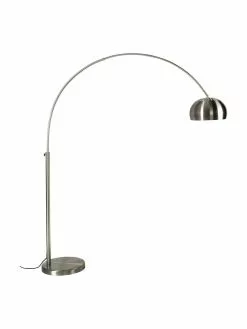 Große Bogenlampe Metal Bow in Silber, B 170 x H 205 cm