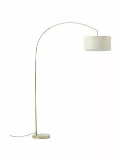 Westwing Collection Große Bogenlampe Niels in Messing-Beige, Ø 50 x H 218 cm