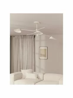 Westwing Collection Große Deckenleuchte Neron mit Gold-Dekor in Weiß, B 173 x H 52 cm -Leuchten Verkaufsladen Grosse Deckenleuchte Neron mit Gold Dekor in Weiss 2