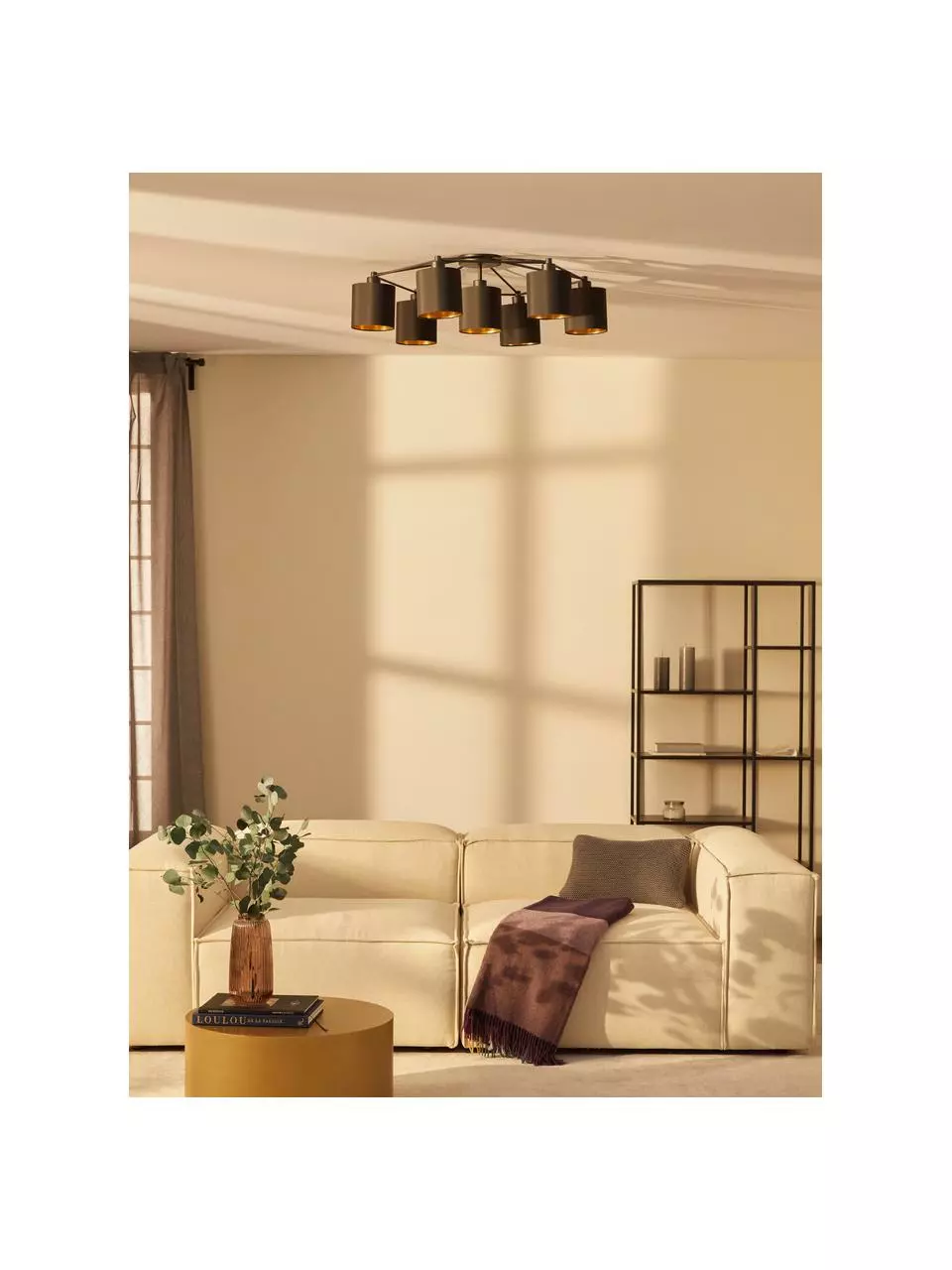 Große Deckenleuchte Staiti in Schwarz-Gold, Ø 84 x H 24 cm 4 Große Deckenleuchte Staiti in Schwarz-Gold, Ø 84 x H 24 cm – Bild 2