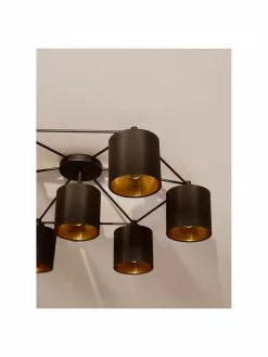 Große Deckenleuchte Staiti in Schwarz-Gold, Ø 84 x H 24 cm 10 Große Deckenleuchte Staiti in Schwarz-Gold, Ø 84 x H 24 cm -Leuchten Verkaufsladen Grosse Deckenleuchte Staiti in Schwarz Gold 2