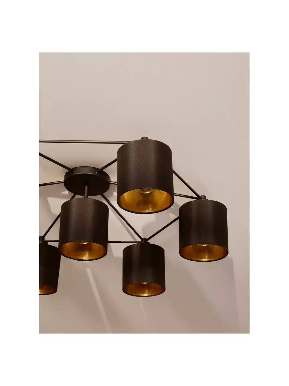 Große Deckenleuchte Staiti in Schwarz-Gold, Ø 84 x H 24 cm 5 Große Deckenleuchte Staiti in Schwarz-Gold, Ø 84 x H 24 cm – Bild 3