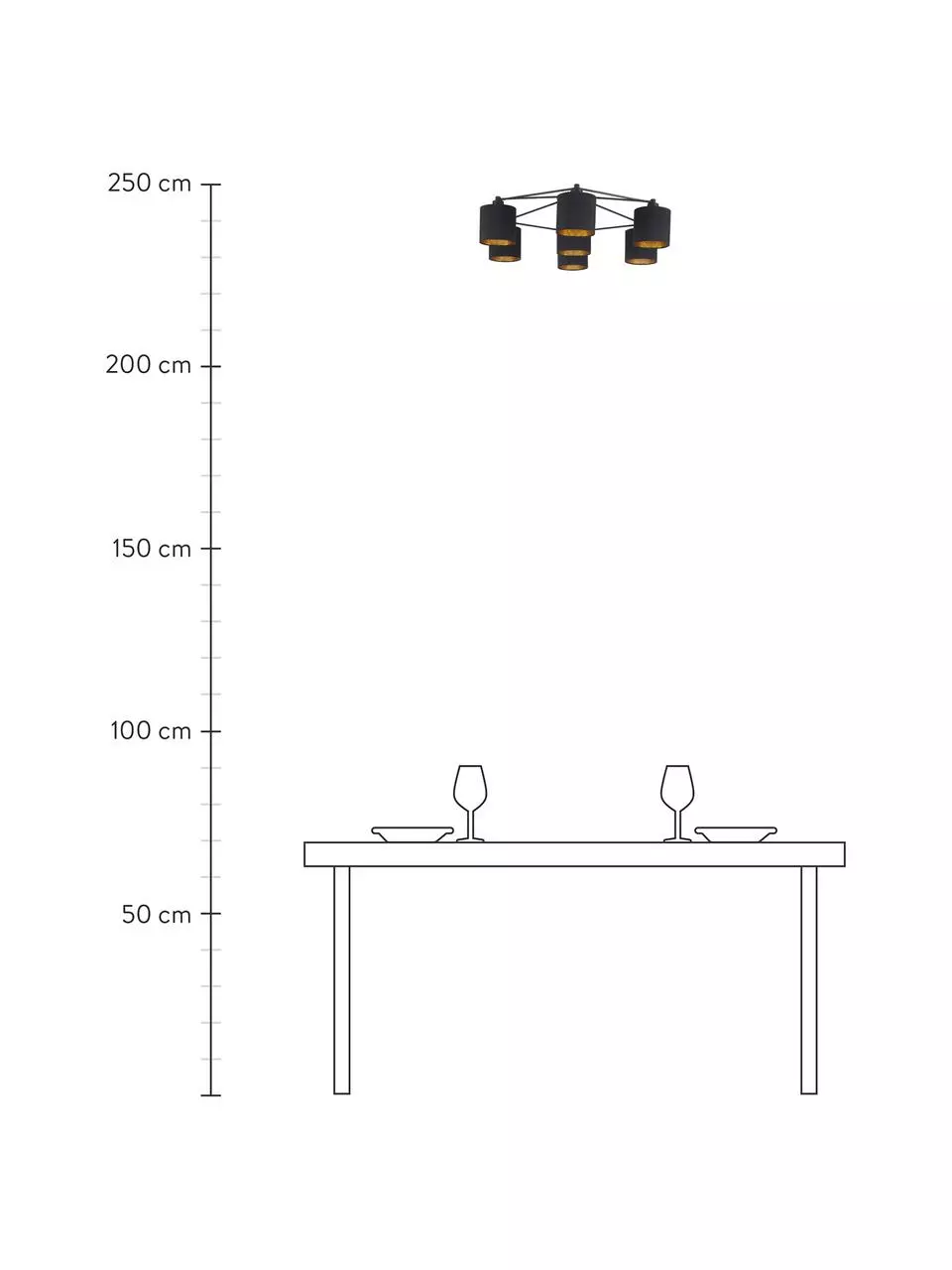 Große Deckenleuchte Staiti in Schwarz-Gold, Ø 84 x H 24 cm 6 Große Deckenleuchte Staiti in Schwarz-Gold, Ø 84 x H 24 cm – Bild 4
