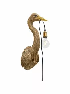 Kare Design Große Handgefertigte Wandleuchte Heron mit Stecker, T 26 x H 62 cm