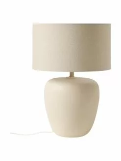 Westwing Collection Große Keramik-Tischlampe Eileen in Beige, Ø 33 cm x H 48 cm
