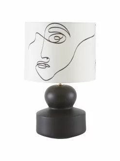 Westwing Collection Große Keramik-Tischlampe Georgina mit One-Line-Drawing, Ø 33 x H 52 cm