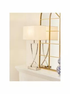 Westwing Collection Große Klassische Tischlampe Vanessa in Silber, B 27 x H 52 cm -Leuchten Verkaufsladen Grosse Klassische Tischlampe Vanessa in Silber 2