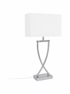 Westwing Collection Große Klassische Tischlampe Vanessa in Silber, B 27 x H 52 cm