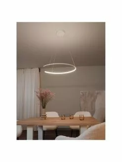 Große LED-Pendelleuchte Breda in Weiß, Ø 70 x H 200 cm -Leuchten Verkaufsladen Grosse LED Pendelleuchte Breda in Weiss 1