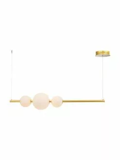 Große LED-Pendelleuchte Freccia in Gold, B 131 x H 22 cm