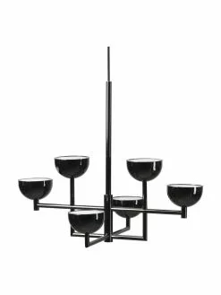 Westwing Collection Große LED-Pendelleuchte Paula in metallisch glänzendem Schwarz, B 55 x H 49 cm