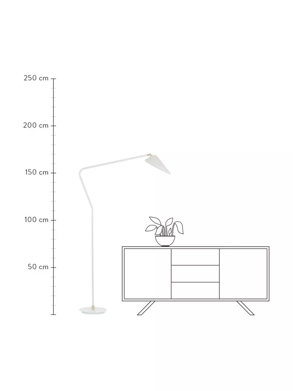 Westwing Collection Große Leselampe Neron mit Gold-Dekor in Weiß, B 105 x H 171 cm 7 Westwing Collection Große Leselampe Neron mit Gold-Dekor in Weiß, B 105 x H 171 cm – Bild 5