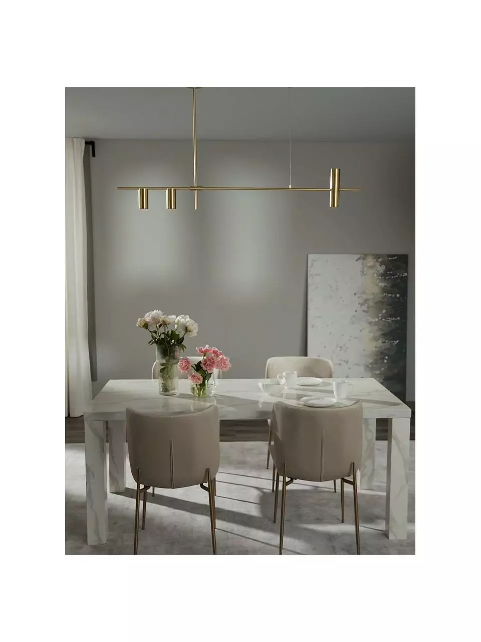 Westwing Collection Große Moderne Pendelleuchte Cassandra in Messingfarben, B 143 x H 73 cm 4 Westwing Collection Große Moderne Pendelleuchte Cassandra in Messingfarben, B 143 x H 73 cm – Bild 2