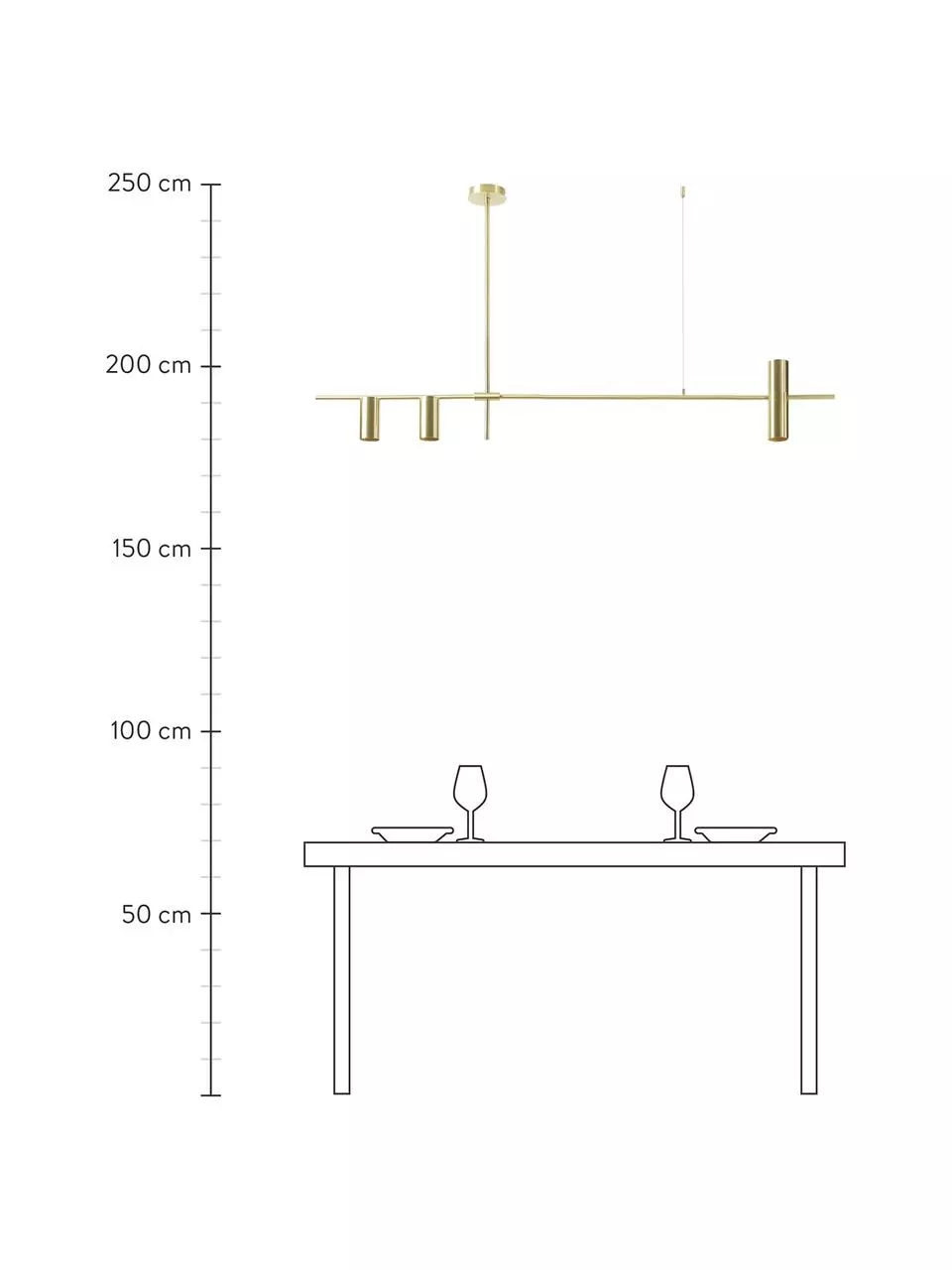 Westwing Collection Große Moderne Pendelleuchte Cassandra in Messingfarben, B 143 x H 73 cm 5 Westwing Collection Große Moderne Pendelleuchte Cassandra in Messingfarben, B 143 x H 73 cm – Bild 3