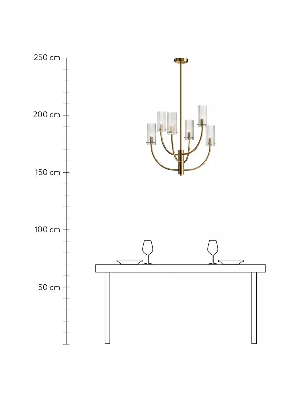 Große Pendelleuchte Arco in Gold, Ø 61 x H 67 cm 5 Große Pendelleuchte Arco in Gold, Ø 61 x H 67 cm – Bild 3