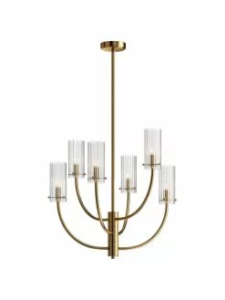 Große Pendelleuchte Arco in Gold, Ø 61 x H 67 cm