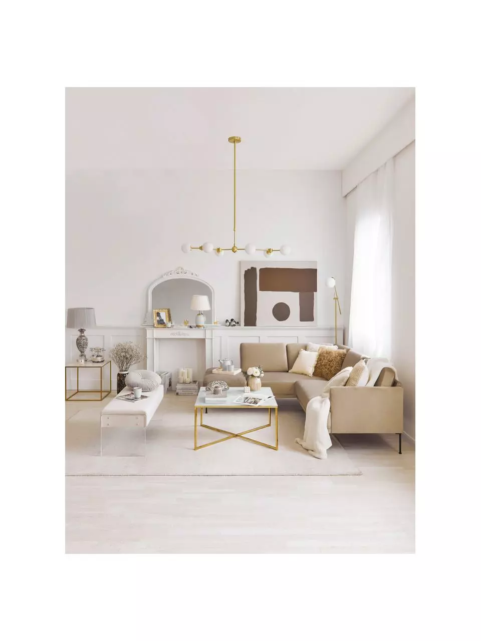 Westwing Collection Große Pendelleuchte Aurelia in Gold, B 110 x H 60 cm 5 Westwing Collection Große Pendelleuchte Aurelia in Gold, B 110 x H 60 cm – Bild 3