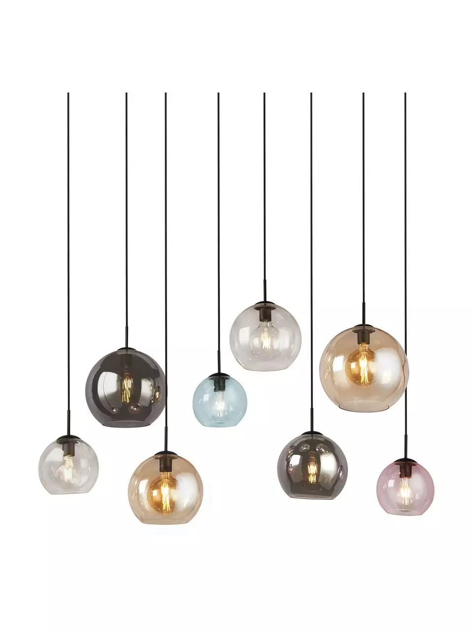 Searchlight Große Pendelleuchte Bar aus farbigem Glas, B 151 x H 150 cm 3 Searchlight Große Pendelleuchte Bar aus farbigem Glas, B 151 x H 150 cm