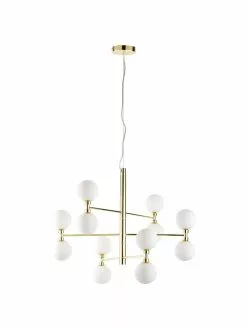 Westwing Collection Große Pendelleuchte Grover mit Glaskugeln in Gold, Ø 70 x H 56 cm -Leuchten Verkaufsladen Grosse Pendelleuchte Grover mit Glaskugeln in Gold 5