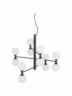 Westwing Collection Große Pendelleuchte Grover mit Glaskugeln in Schwarz, Ø 70 x H 56 cm