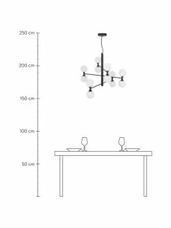 Westwing Collection Große Pendelleuchte Grover mit Glaskugeln in Schwarz, Ø 70 x H 56 cm -Leuchten Verkaufsladen Grosse Pendelleuchte Grover mit Glaskugeln in Schwarz 3