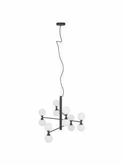 Westwing Collection Große Pendelleuchte Grover mit Glaskugeln in Schwarz, Ø 70 x H 56 cm -Leuchten Verkaufsladen Grosse Pendelleuchte Grover mit Glaskugeln in Schwarz 4