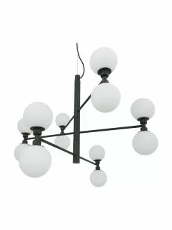 Westwing Collection Große Pendelleuchte Grover mit Glaskugeln in Schwarz, Ø 70 x H 56 cm -Leuchten Verkaufsladen Grosse Pendelleuchte Grover mit Glaskugeln in Schwarz 5