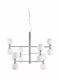 Westwing Collection Große Pendelleuchte Grover mit Glaskugeln in Silber, Ø 70 x H 56 cm