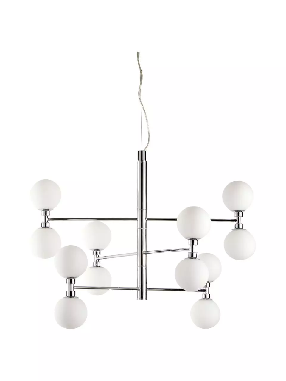 Westwing Collection Große Pendelleuchte Grover mit Glaskugeln in Silber, Ø 70 x H 56 cm 3 Westwing Collection Große Pendelleuchte Grover mit Glaskugeln in Silber, Ø 70 x H 56 cm