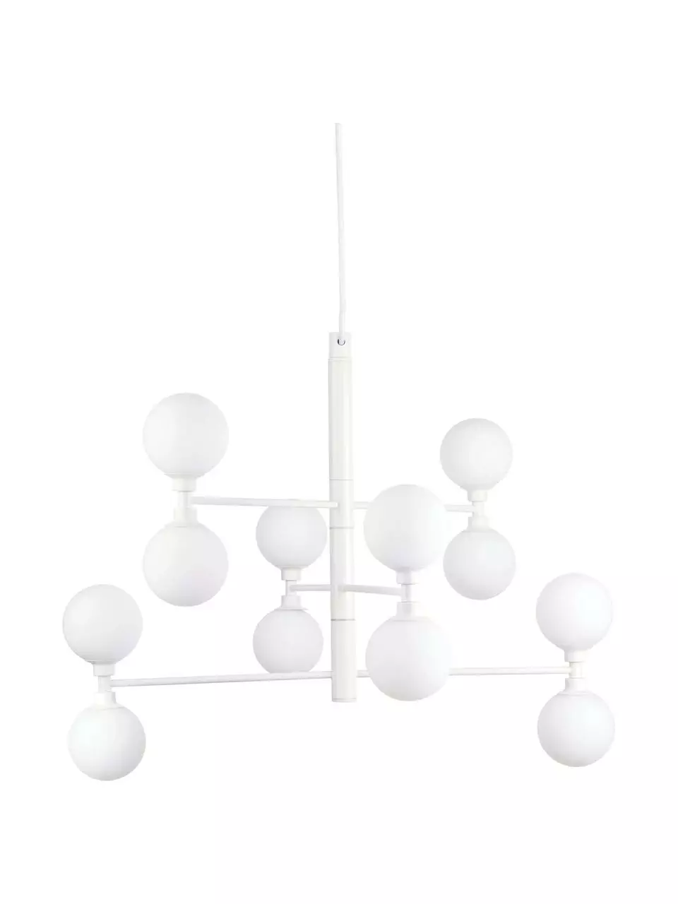 Westwing Collection Große Pendelleuchte Grover mit Glaskugeln in Weiß, Ø 70 x H 56 cm 3 Westwing Collection Große Pendelleuchte Grover mit Glaskugeln in Weiß, Ø 70 x H 56 cm