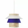 Westwing Collection Große Pendelleuchte Klea aus Wiener Geflecht in Creme/Dunkelblau, Ø 55 x H 42 cm